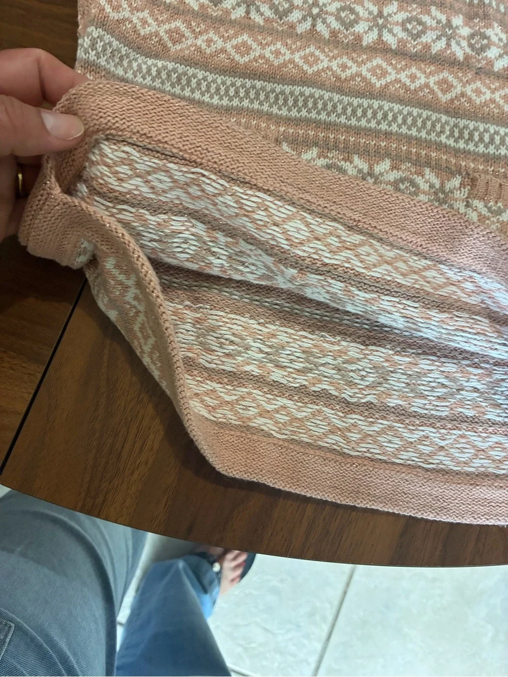 Girls' Pink Fair Isle Turtleneck Sweater Coat